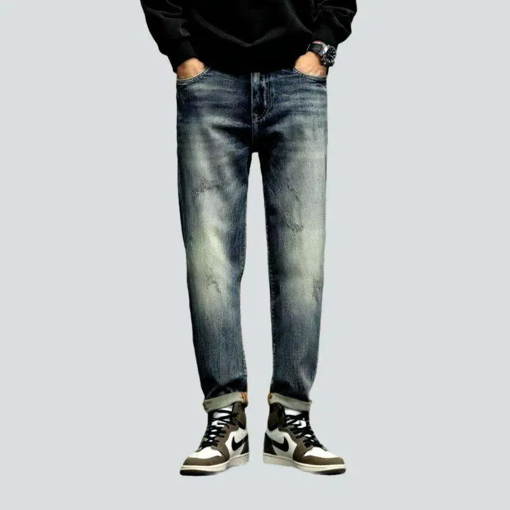 Medium wash fashion jeans
 for men