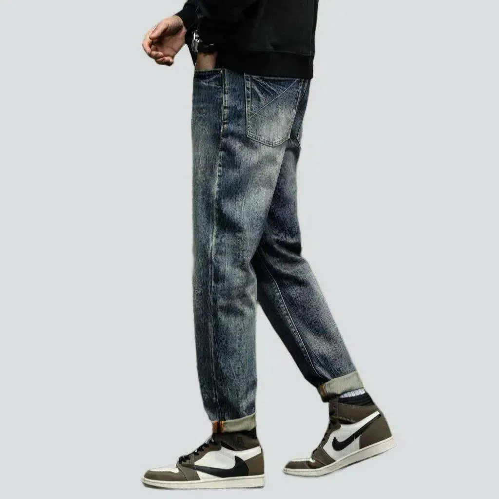 Medium wash fashion jeans
 for men