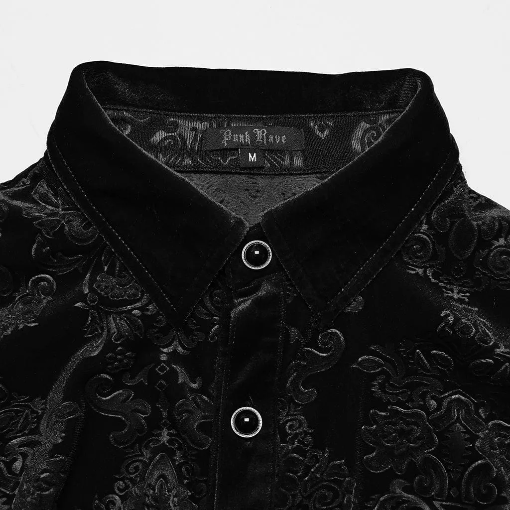 Men's Gothic Embossed Velvet Shirt