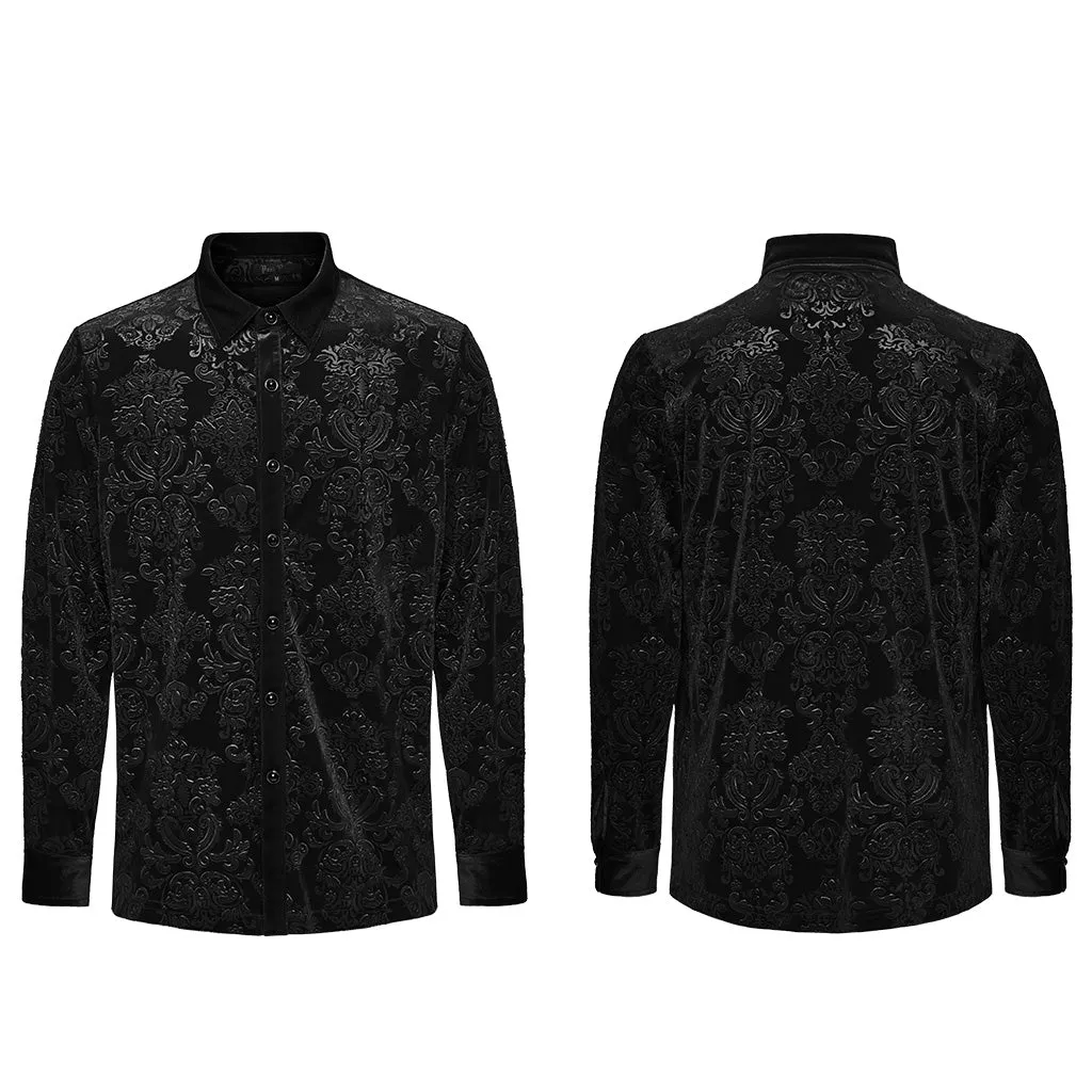 Men's Gothic Embossed Velvet Shirt