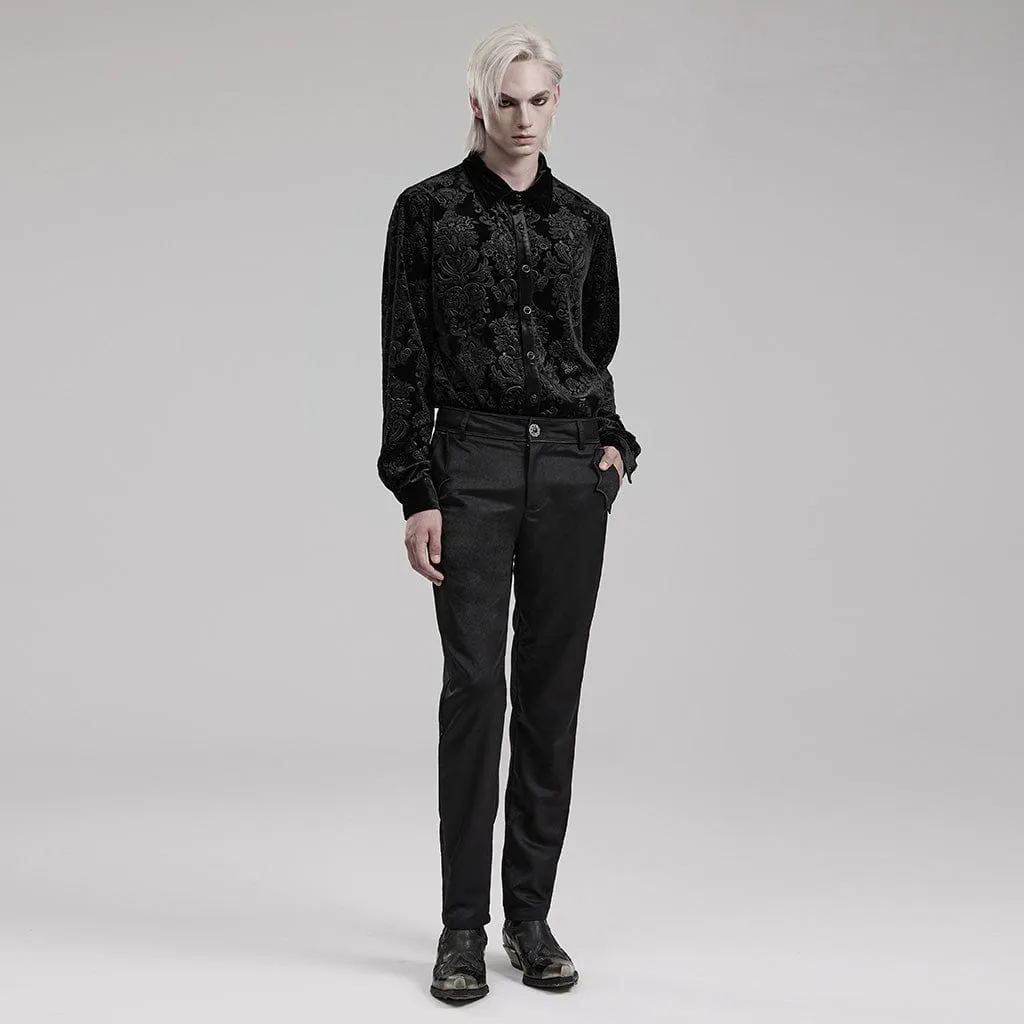 Men's Gothic Embossed Velvet Shirt