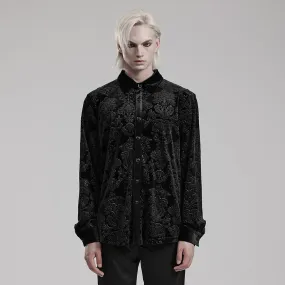 Men's Gothic Embossed Velvet Shirt