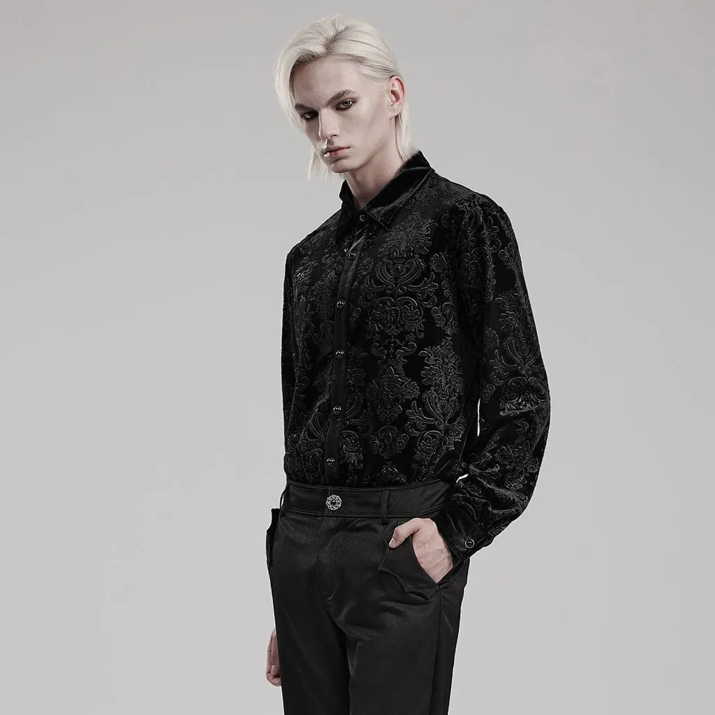 Men's Gothic Embossed Velvet Shirt