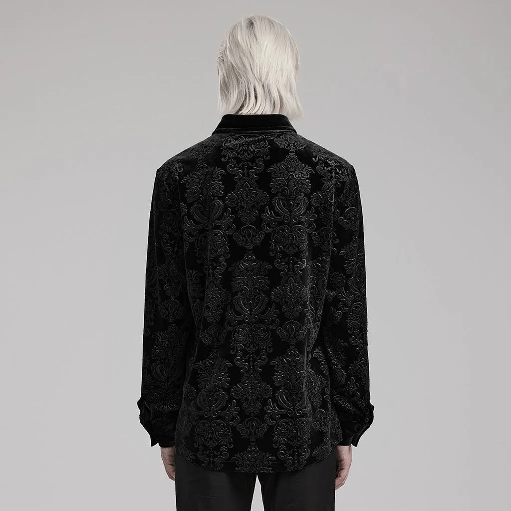 Men's Gothic Embossed Velvet Shirt