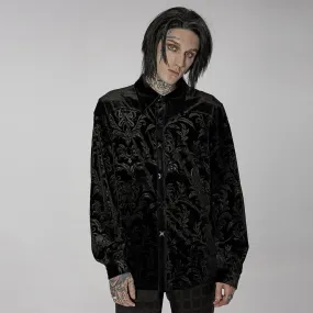 Men's Gothic Floral Printed Velvet Shirt