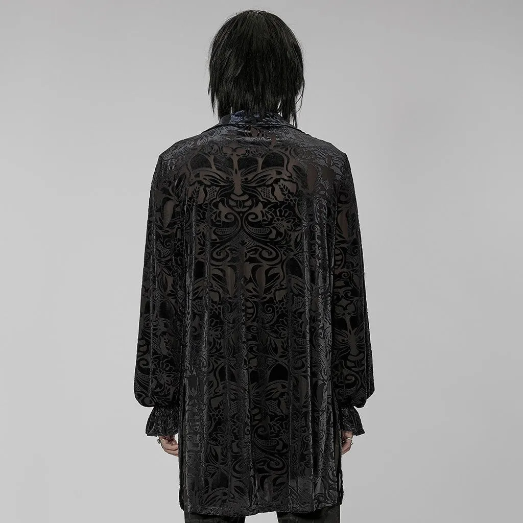 Men's Gothic Puff Sleeved Velvet Long Shirt