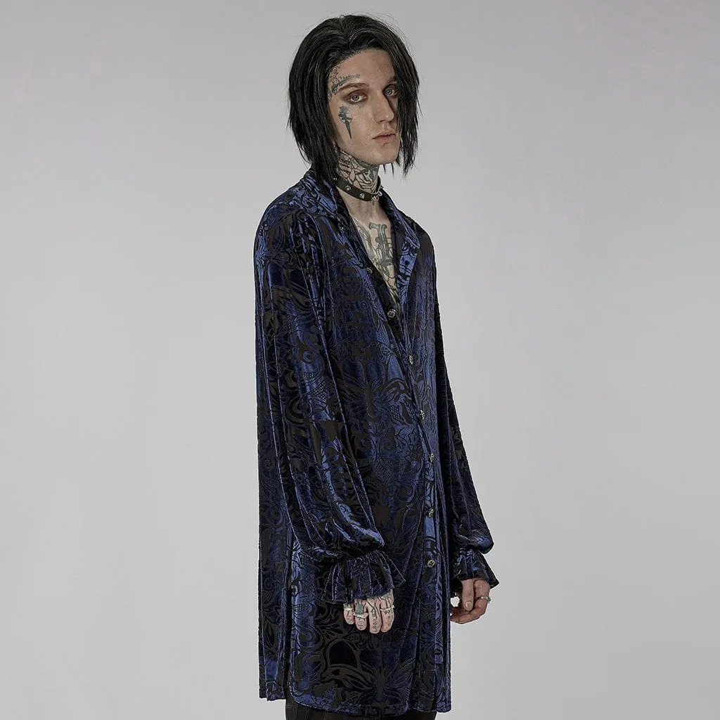 Men's Gothic Puff Sleeved Velvet Long Shirt