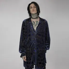 Men's Gothic Puff Sleeved Velvet Long Shirt