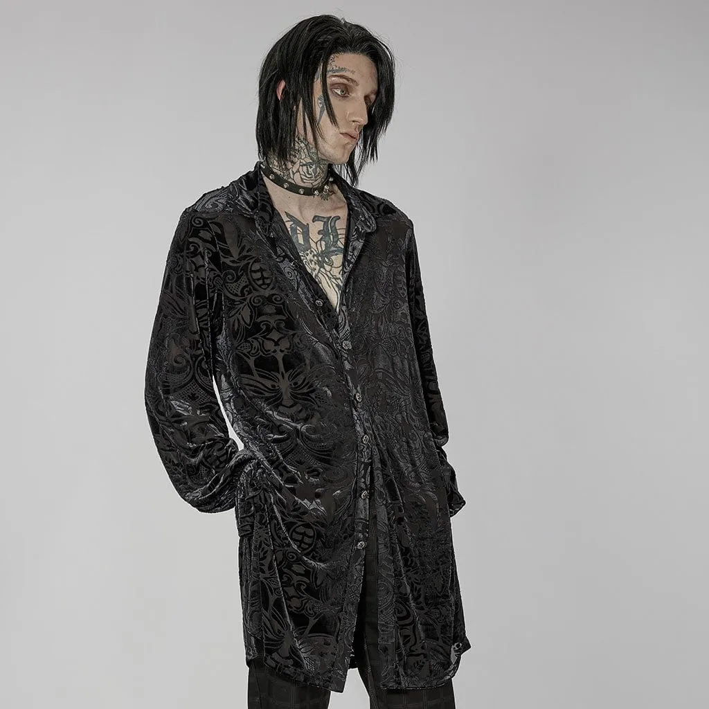 Men's Gothic Puff Sleeved Velvet Long Shirt