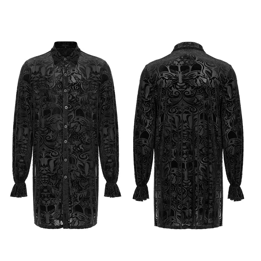 Men's Gothic Puff Sleeved Velvet Long Shirt