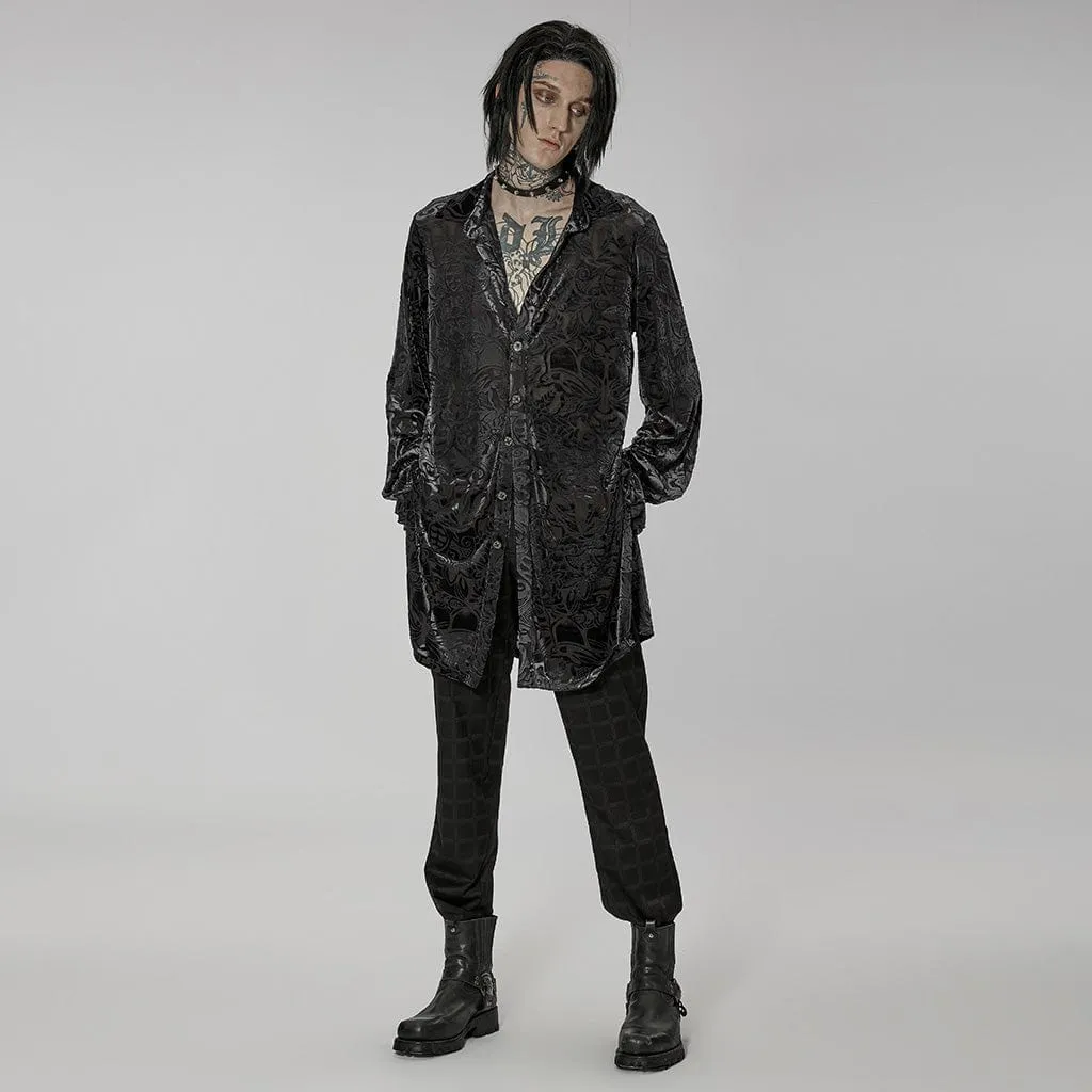 Men's Gothic Puff Sleeved Velvet Long Shirt