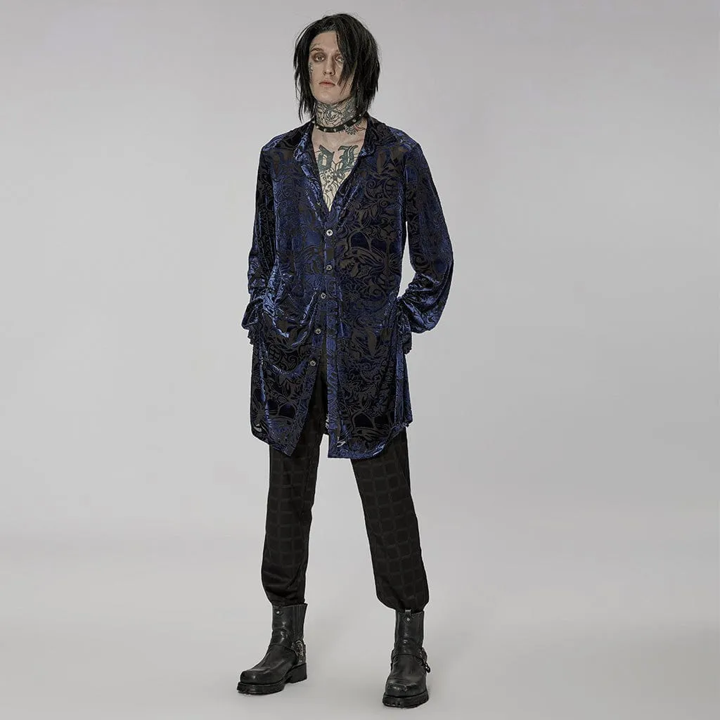 Men's Gothic Puff Sleeved Velvet Long Shirt