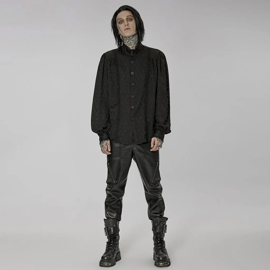 Men's Gothic Stand Collar Puff Sleeved Shirt