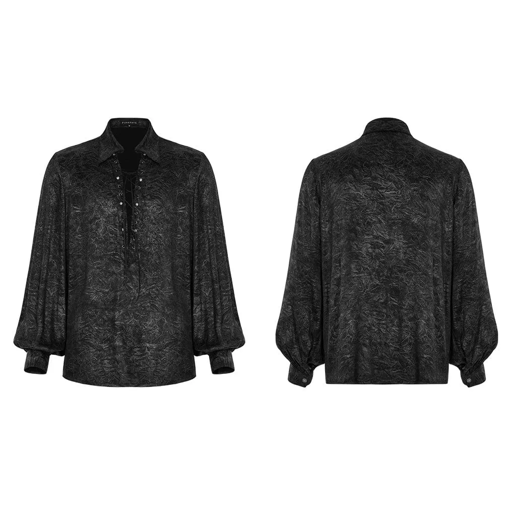 Men's Gothic Strappy Puff Sleeved Shirt