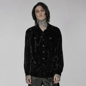 Men's Gothic Velvet Shirt with Plastic Chain