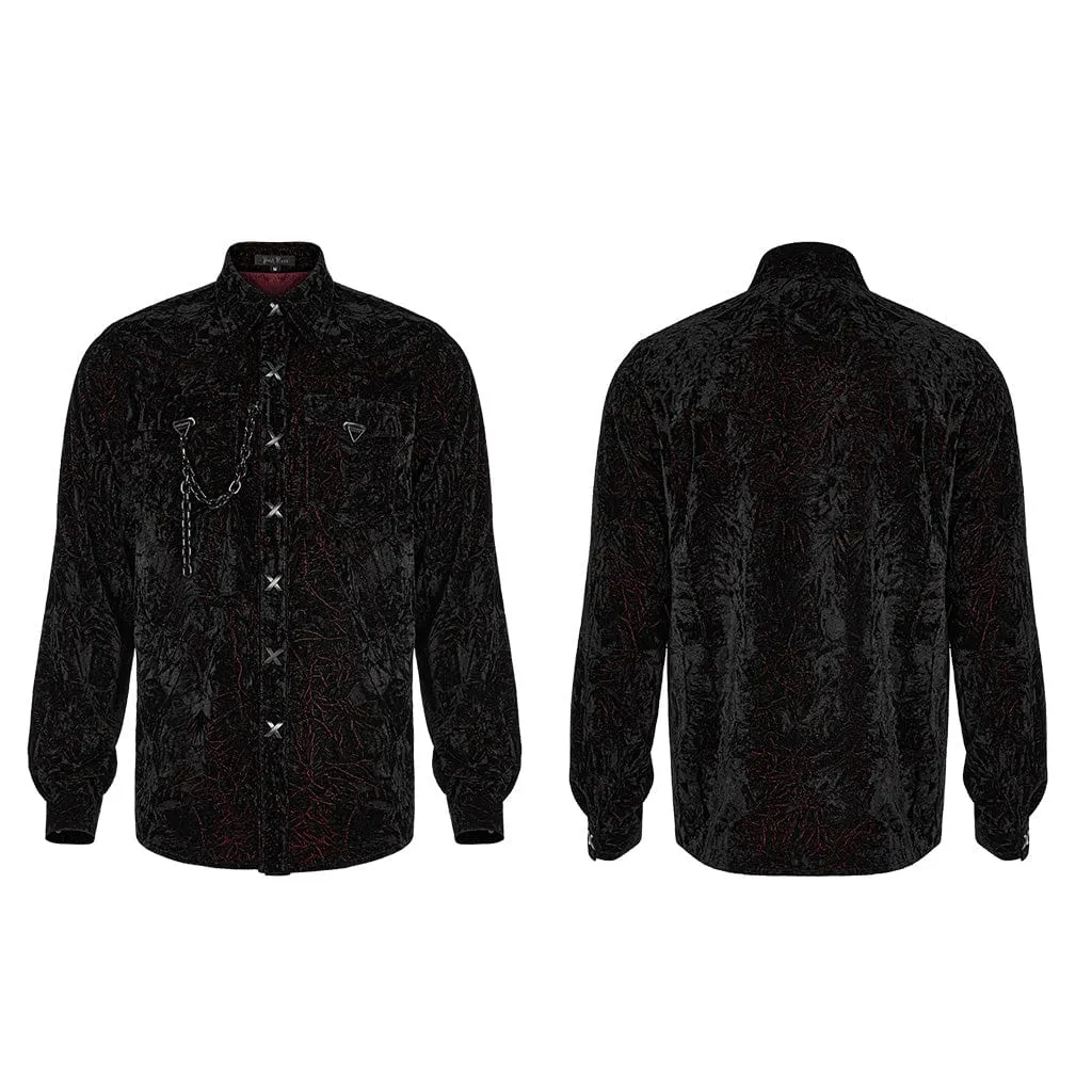 Men's Gothic Velvet Shirt with Plastic Chain