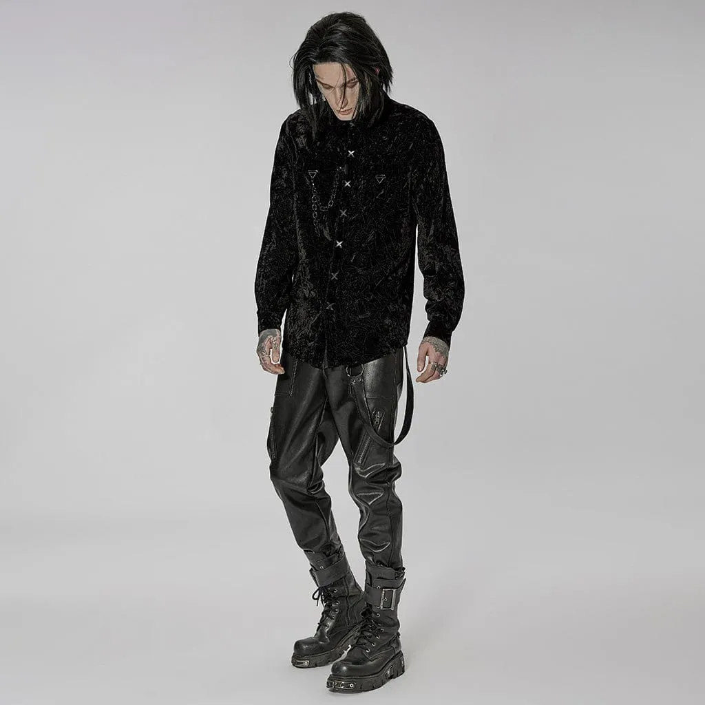 Men's Gothic Velvet Shirt with Plastic Chain