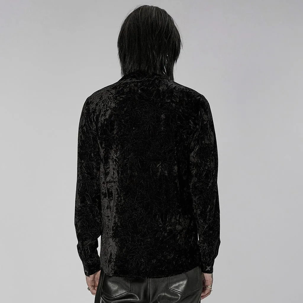 Men's Gothic Velvet Shirt with Plastic Chain