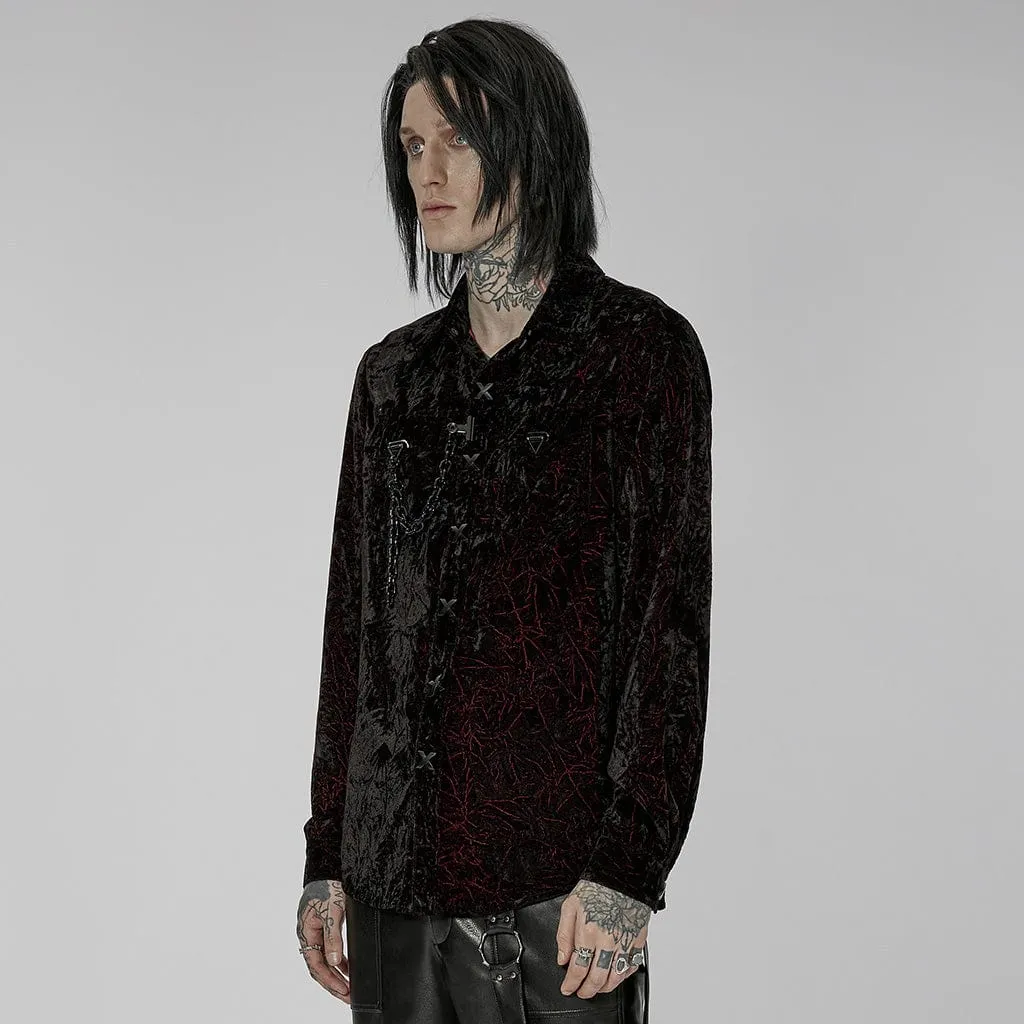 Men's Gothic Velvet Shirt with Plastic Chain