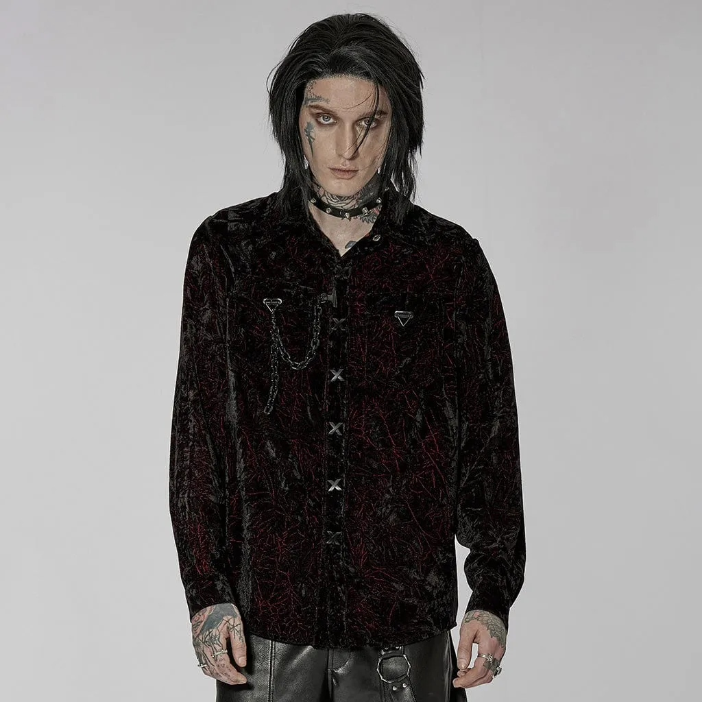 Men's Gothic Velvet Shirt with Plastic Chain