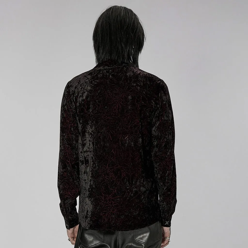 Men's Gothic Velvet Shirt with Plastic Chain