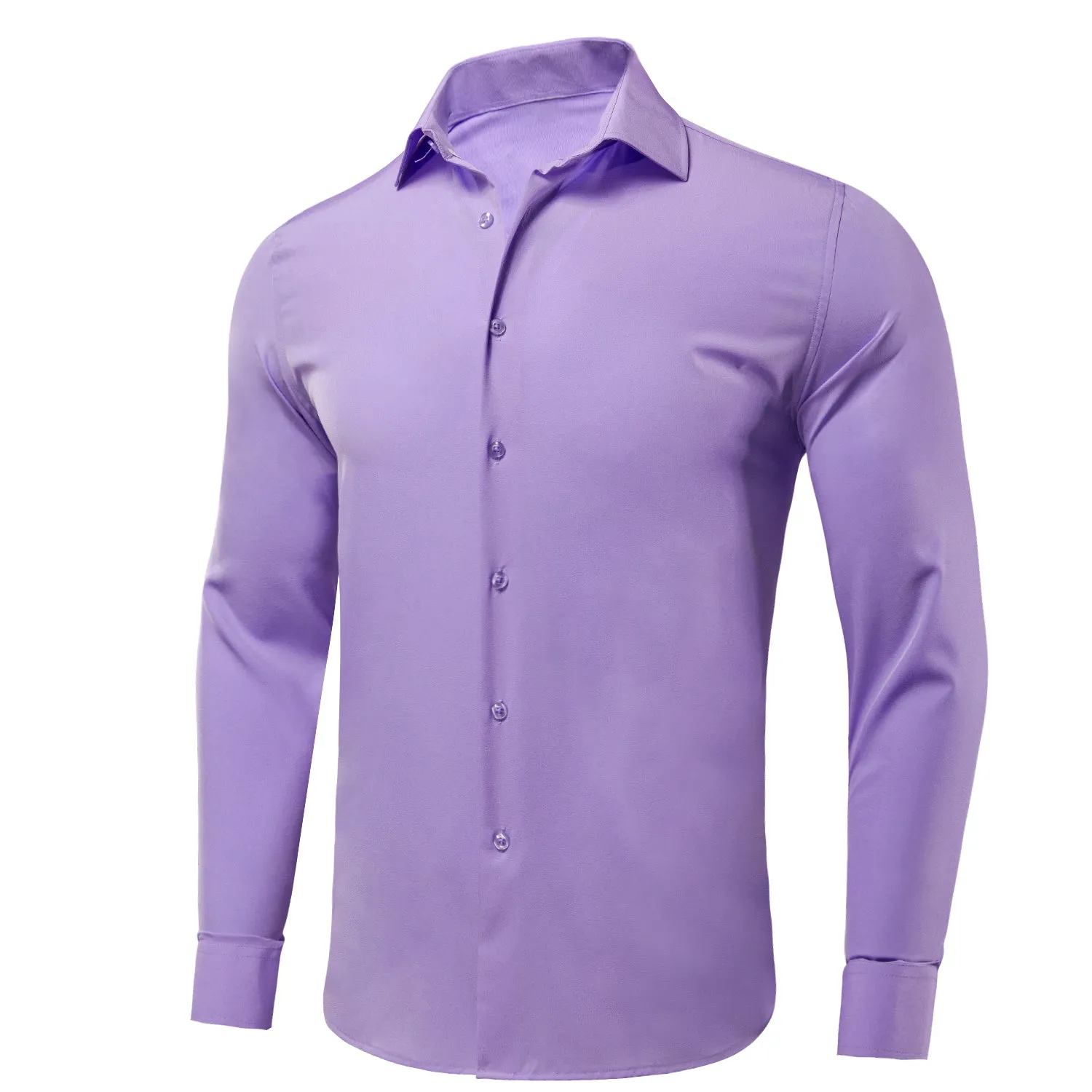 Men's Mauve Solid Formal Silk Long Sleeve Shirt for Wedding and Business