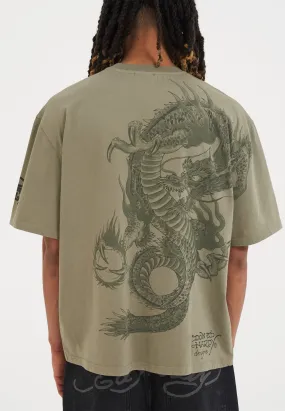 Mens Mono Fireball Dragon Tshirt - Green