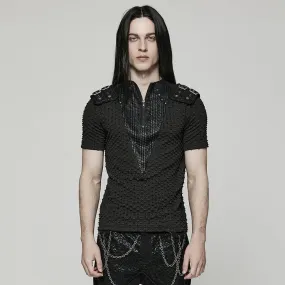 Men's Punk Bubble Buckle Zipper T-shirt