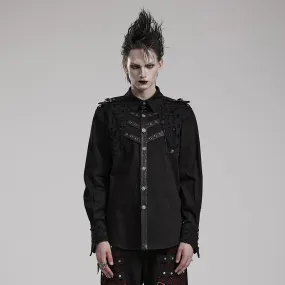 Men's Punk Cutout Splice Shirt