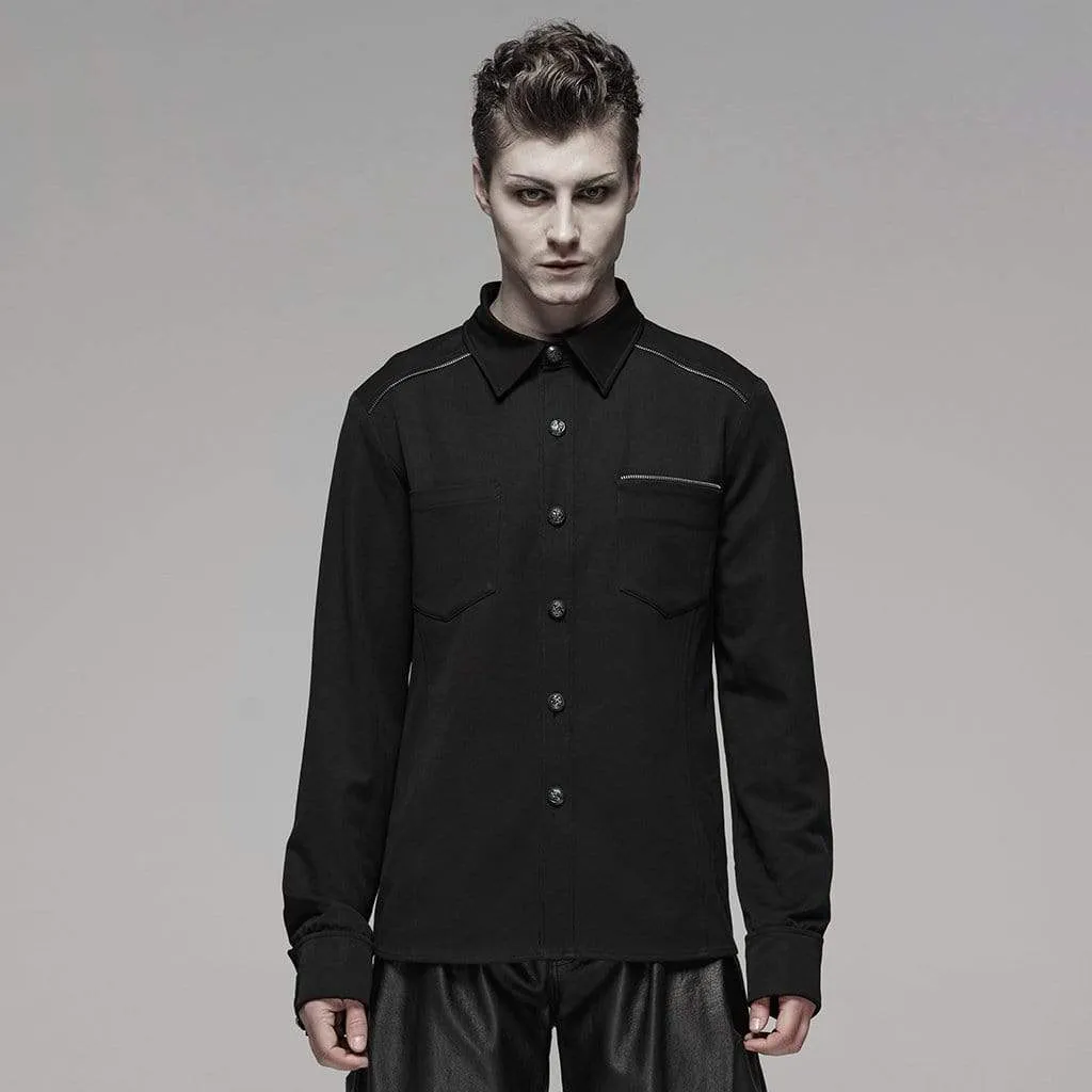 Men's Punk Dress Shirt Black&White