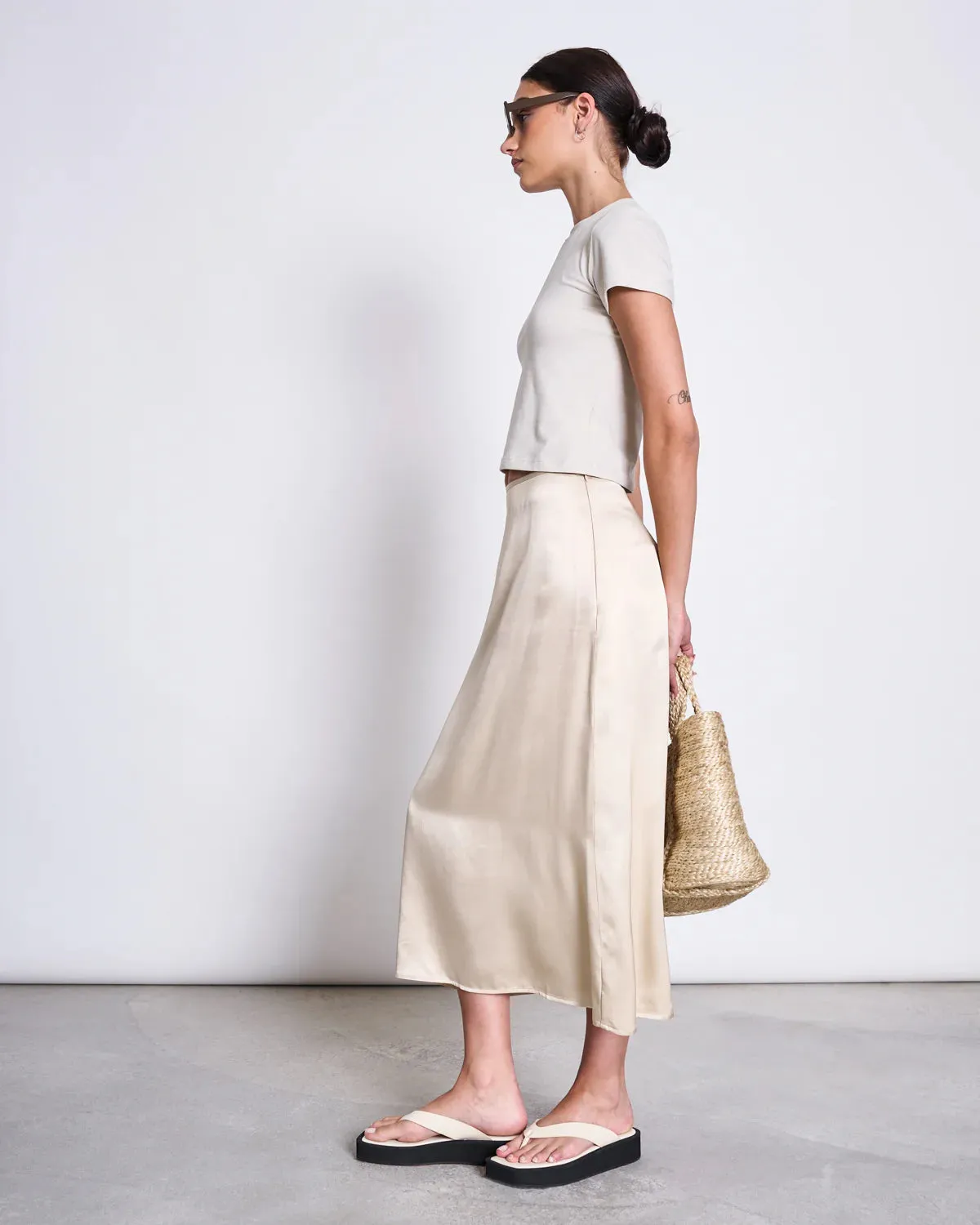 midi skirt - dira - ivory