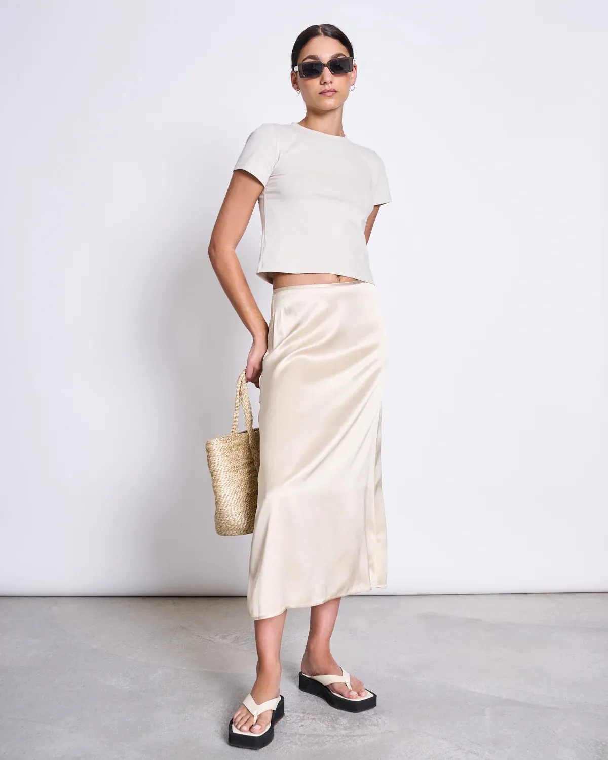 midi skirt - dira - ivory