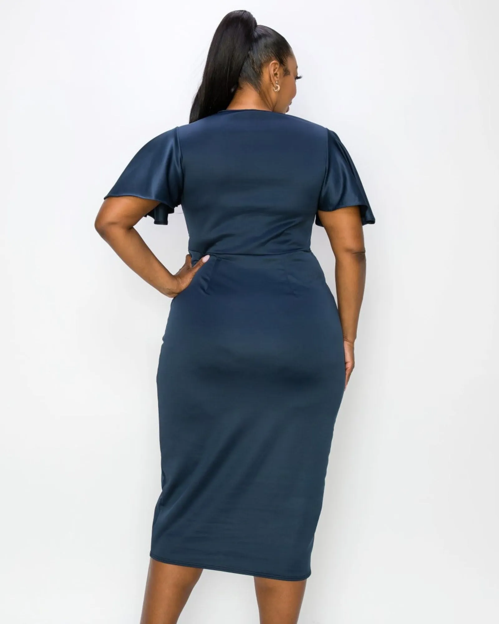 Millie Cutout Flutter Dress | Navy