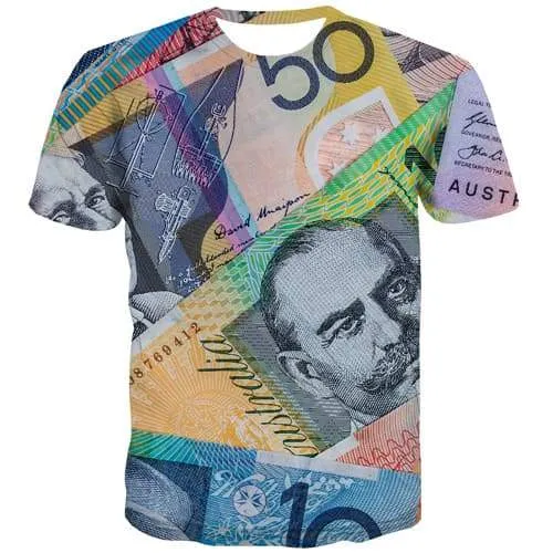 Money T shirts Men Australian Dollar Tshirts Casual Australia Tshirt Anime Colorful T-shirts Graphic Harajuku Shirt Print