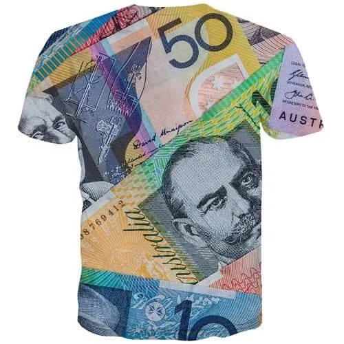 Money T shirts Men Australian Dollar Tshirts Casual Australia Tshirt Anime Colorful T-shirts Graphic Harajuku Shirt Print