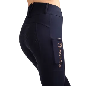 Montar Michelle Rosegold Pull-on Full Grip Riding Tights, Navy