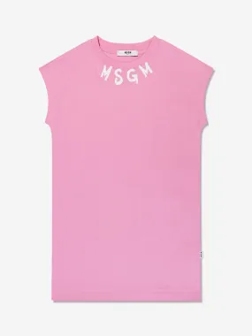 MSGM Girls Sleeveless Midi T-Shirt Dress in Pink