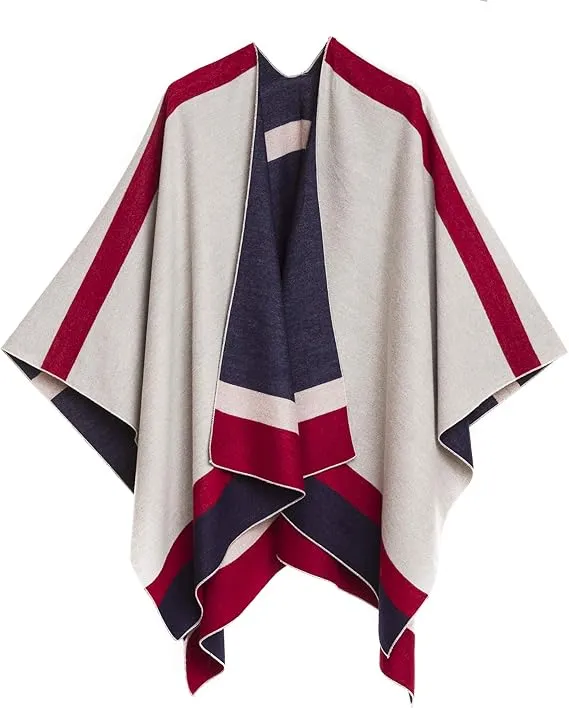 Navy Luxurious Knit Sweater Poncho Cardigan