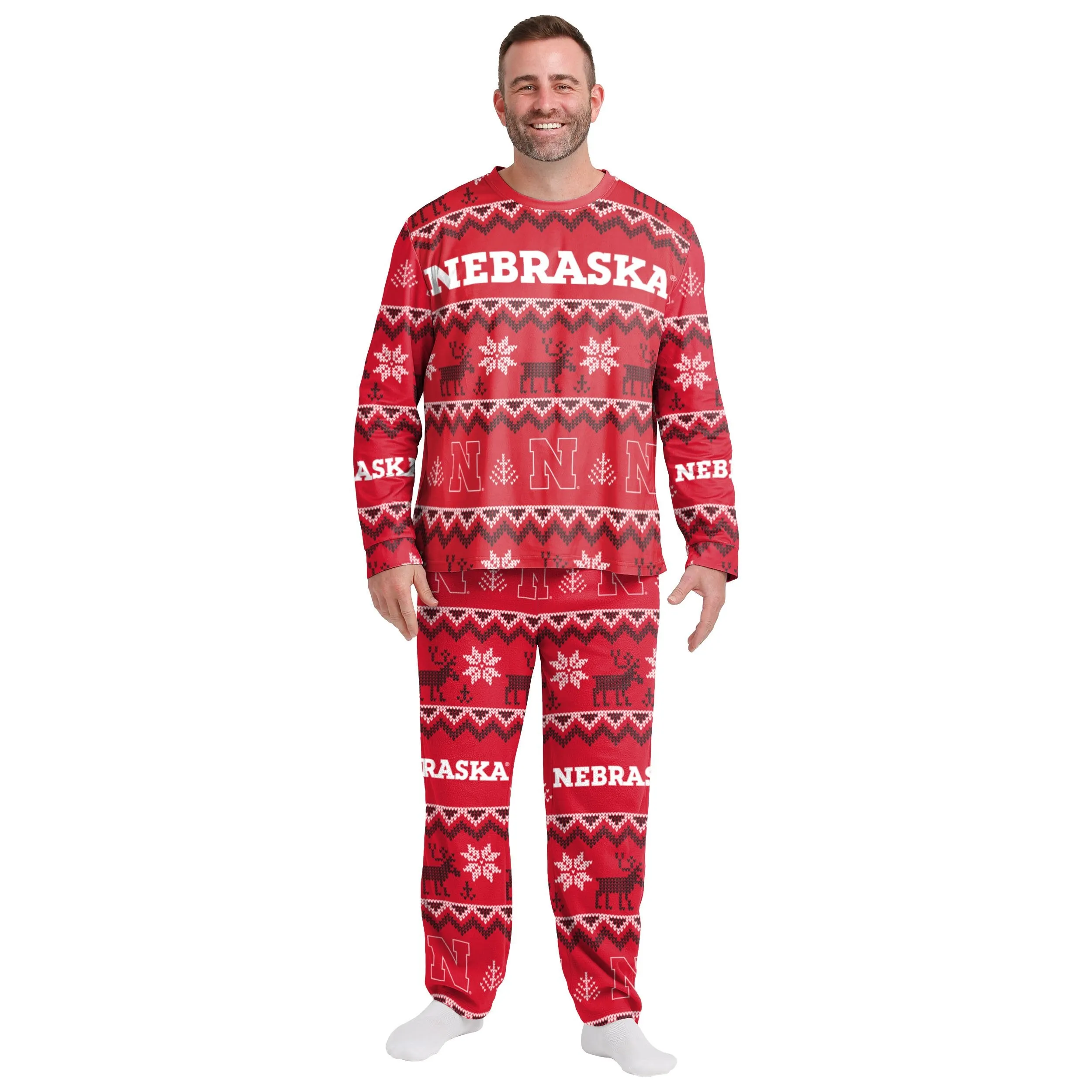 Nebraska Cornhuskers NCAA Ugly Pattern Family Holiday Pajamas