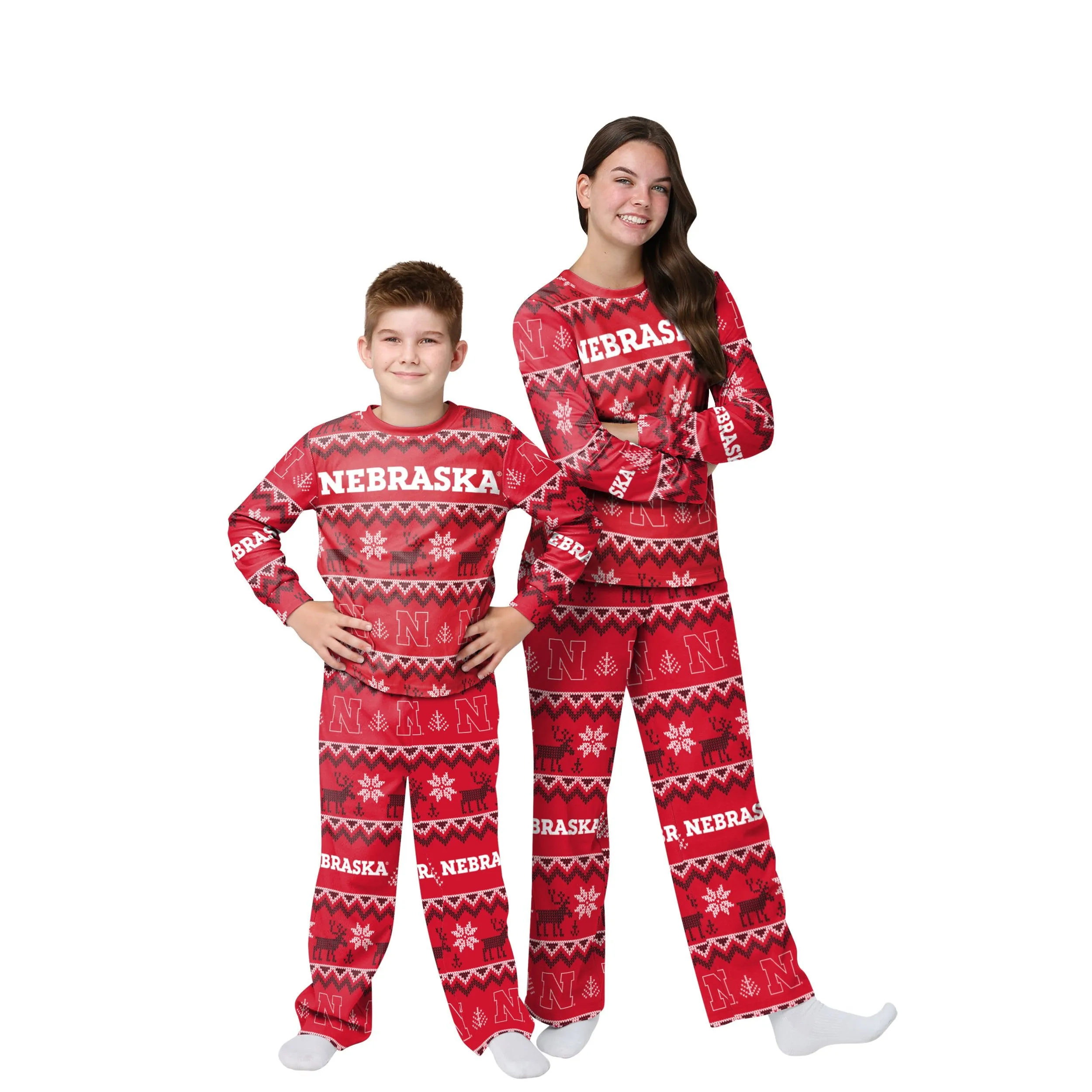 Nebraska Cornhuskers NCAA Ugly Pattern Family Holiday Pajamas