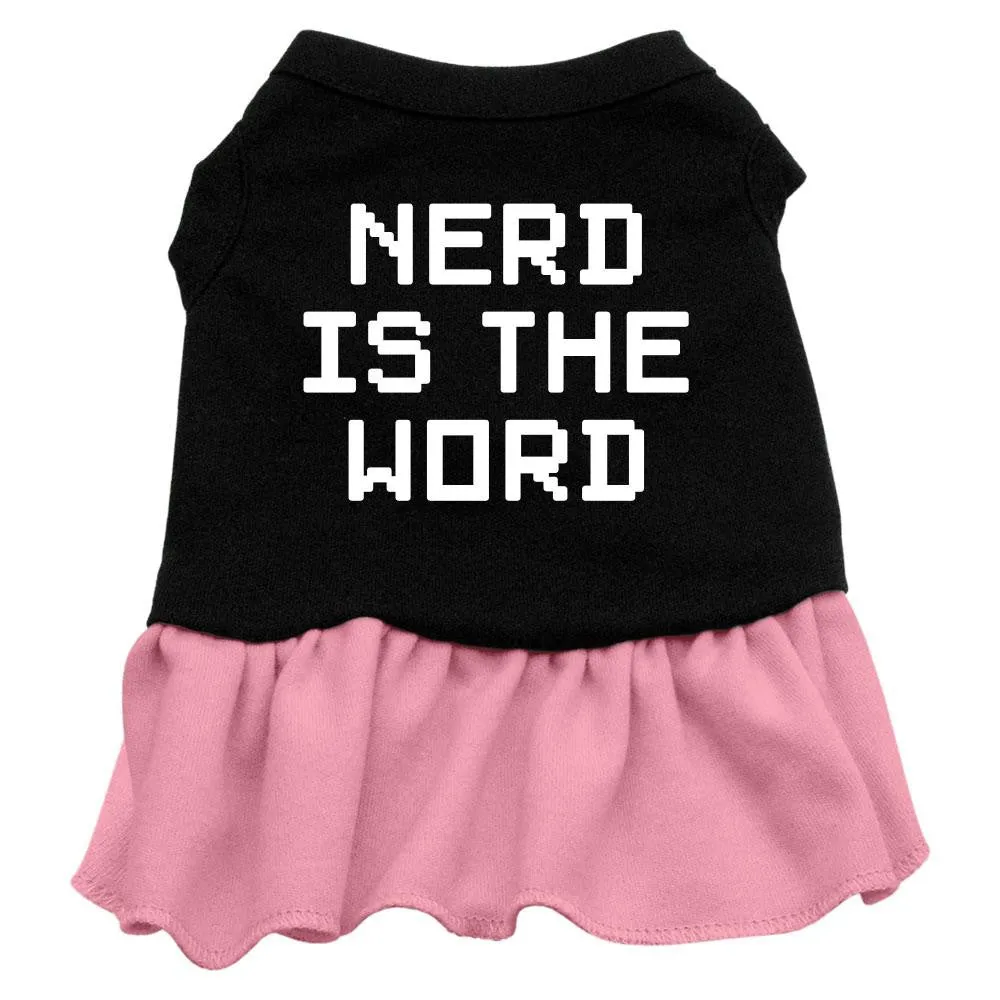 Nerd is the Word Screen Print Dress Black with Pink XS (8)