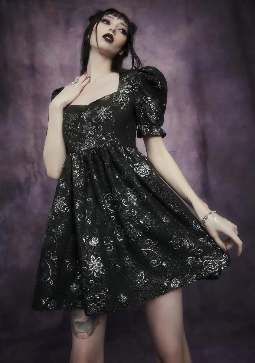 Night Music Brocade Babydoll Dress