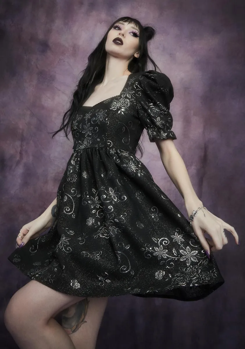 Night Music Brocade Babydoll Dress