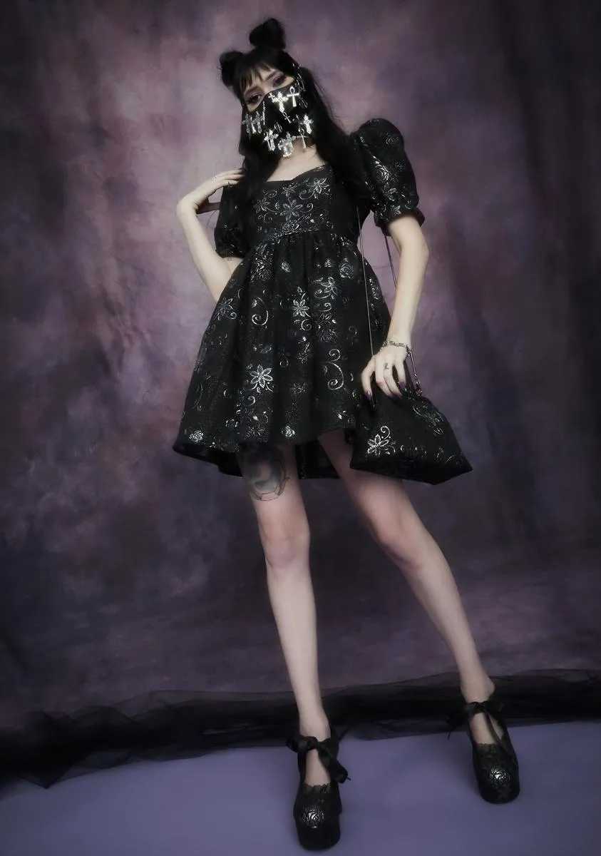 Night Music Brocade Babydoll Dress