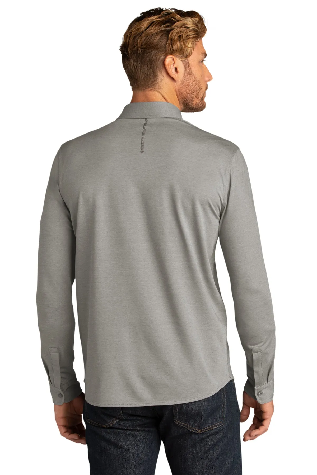 OGIO Code Stretch Long Sleeve Button-Up Tarmac Grey Heather