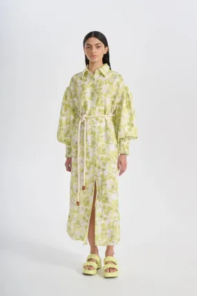 OLI & KUBO - SAMIRA SHIRT DRESS NEON GREEN FLORAL