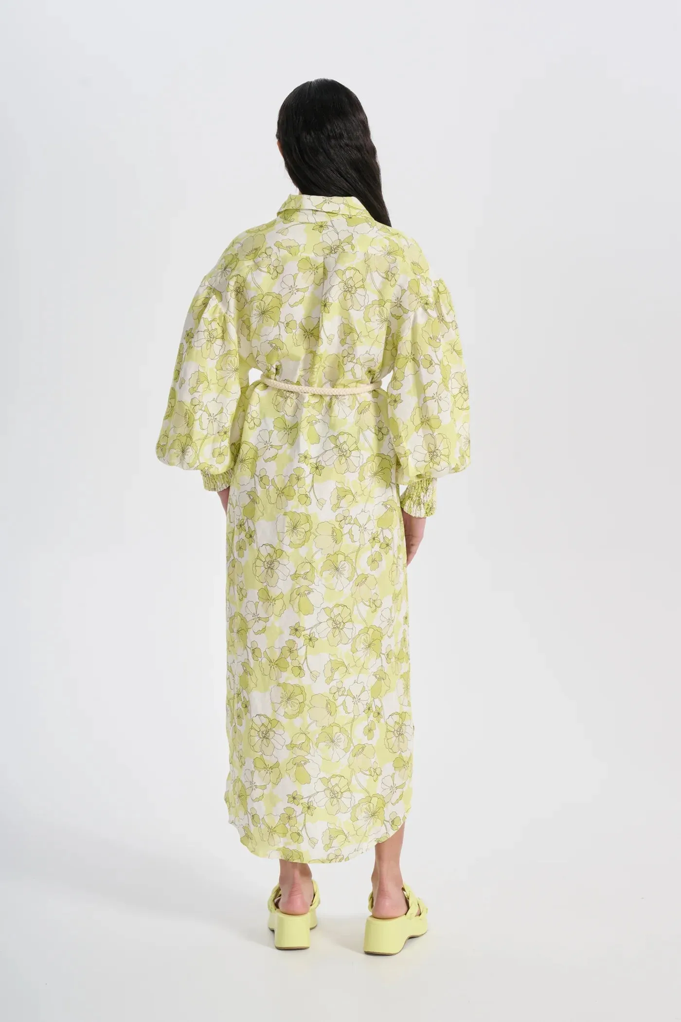 OLI & KUBO - SAMIRA SHIRT DRESS NEON GREEN FLORAL