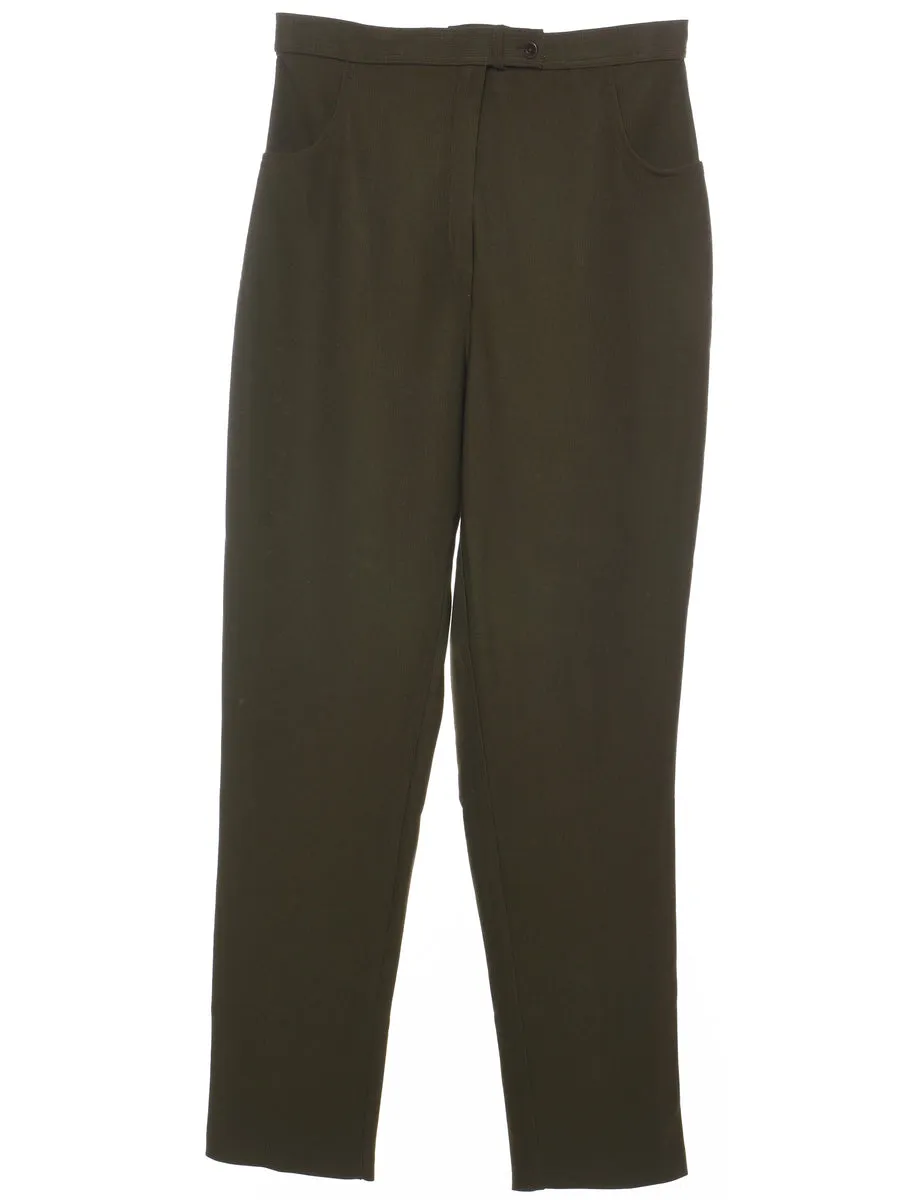 Olive Green Tapered Trousers - W28 L30