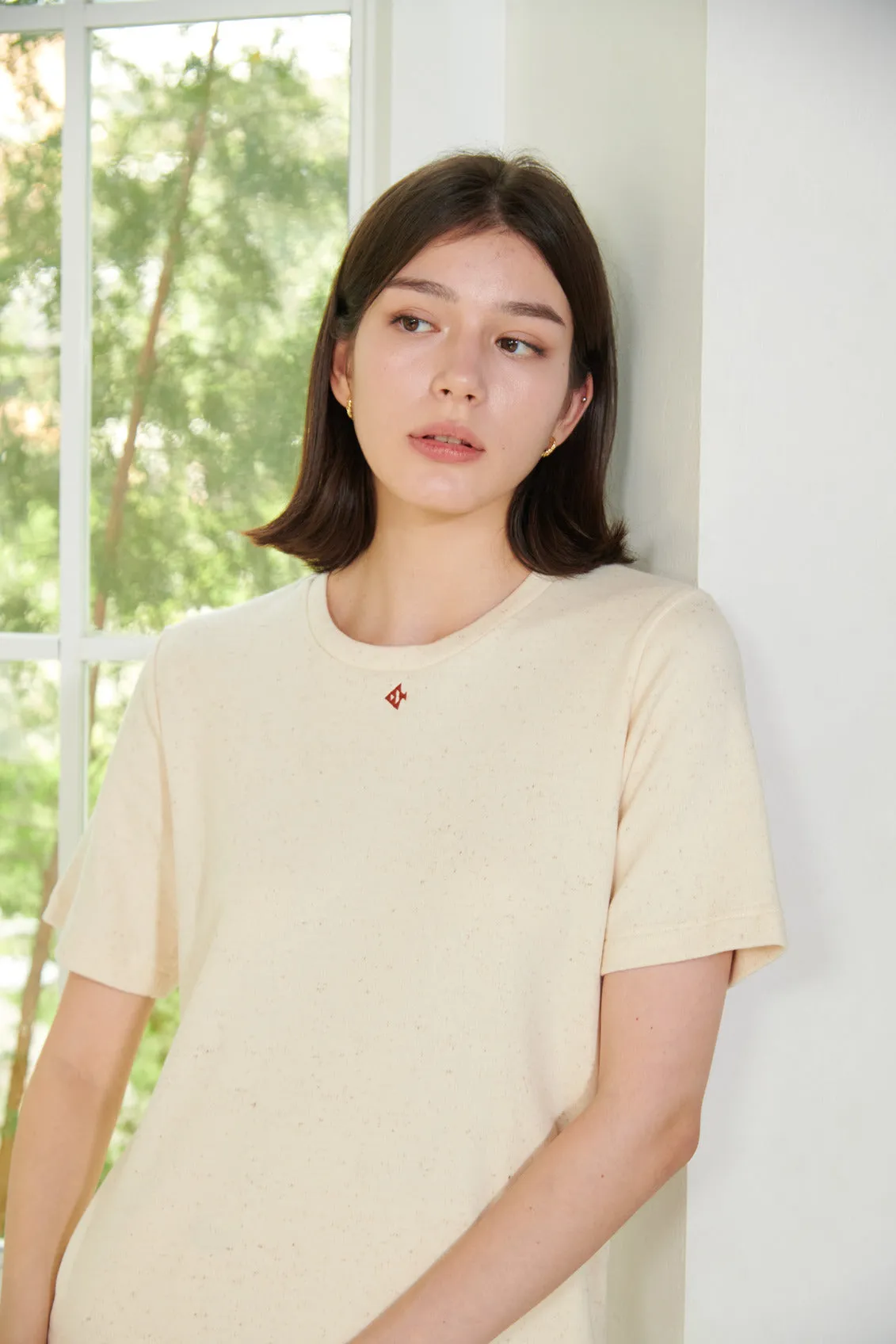 Oversized T-Shirt With Embroidered Fish Logo-TAKTAI