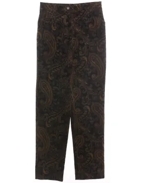 Paisley Pattern Multi-Colour Corduroy Trousers - W28 L30